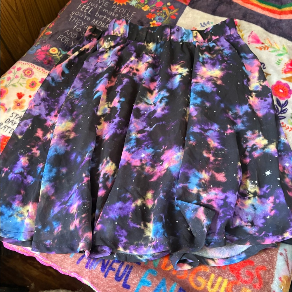Hot Topic Cosmic Mini Skirt - Black and Purple